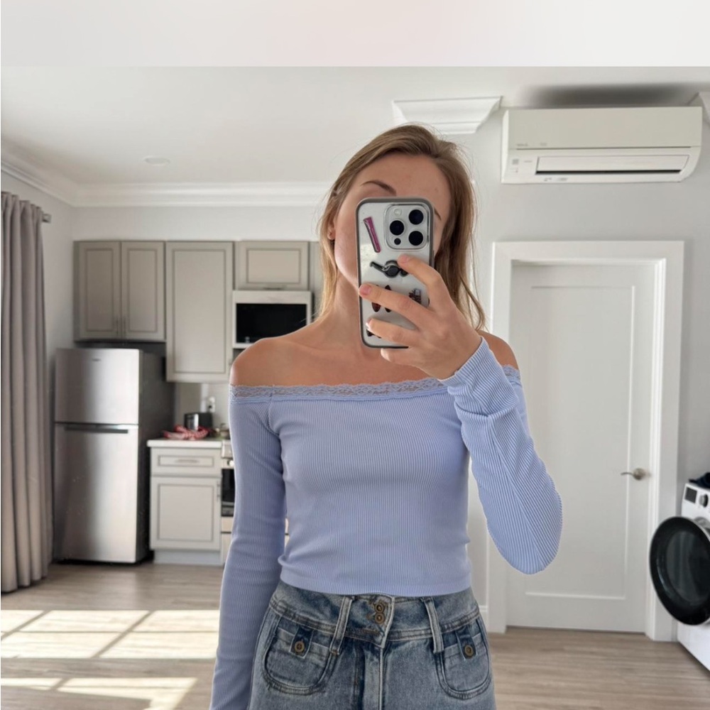 Urban Outfitters Blue Off-Shoulder Top